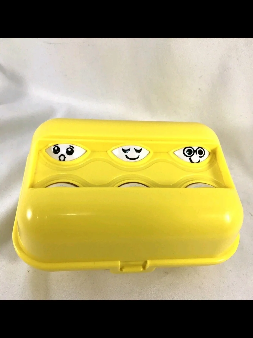 Vintage Tomy Hide N Squeak Yellow Egg Shape Sorter 1993 Toddler Activity Toy